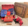 Image 1 : Vintage Fire Engine Red SAMSONITE Hard Case w/ Twin Nap Sacs Geometric Art & More