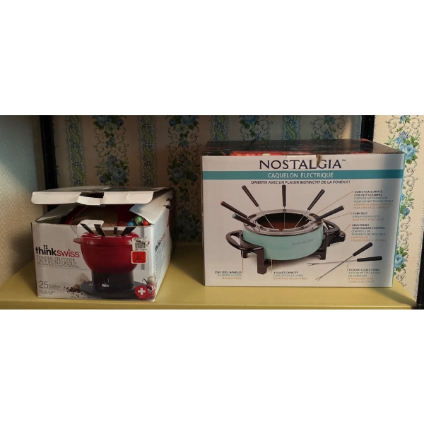 Nostalgia Fondue Set & Think Swiss Fondue Cast Iron Set