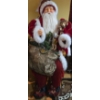 Image 1 : Larger Than Life Santa in Suit on a Rocking Chair w/ a Bag of Gifts & a Dressed up Dog - 60T