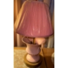 Image 1 : Pretty in Pink w/Brass Base Antique Lamp w/Shade 23"tall