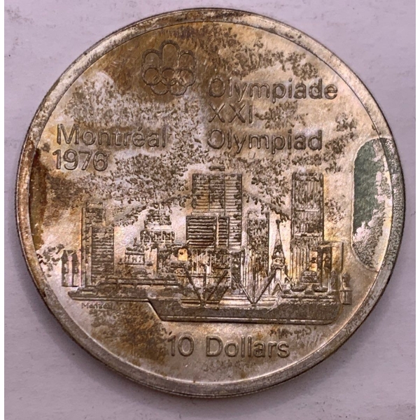 Canada 10 Dollars Coin 92.5% Silver  XXI Olympic Games, Montreal 1976 (47.7 Grams) 