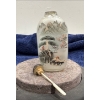 Image 3 : Mountain Landscape Snuff Bottle with Spoon 3.25H
