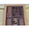 Image 2 : Vintage Hand Tools Displayed in Wooden Frame, Including Challenge "Hi Speed" Quoins