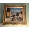 Image 1 : Vintage Oil On Canvas Landscape Art Piece in Gold Beveled Frame - Signature Illegible 