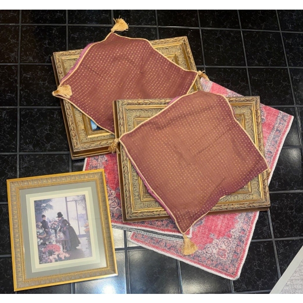 Beautiful Gold Gilt Photo Frames 23x19 w/ Decorative Carpets & More