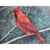 Image 2 : Painting Of A Northern Cardinal Bird Perched On A Snowy Branch 17''*17''INCHES.