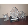 Image 1 : Collectible Glass Animal Decor.  Wolves 6 h & 5 h