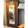 Image 1 :  Early 1900s oak antique wardrobe with full length original mirror & Mirror Contents not included 