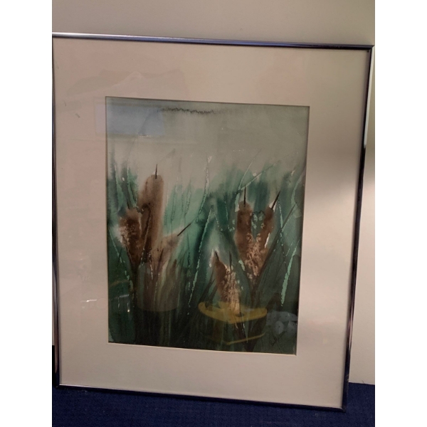 Lovely Framed Lakeside Watercolor By: Paul B. Bradley '82 (17x21) 