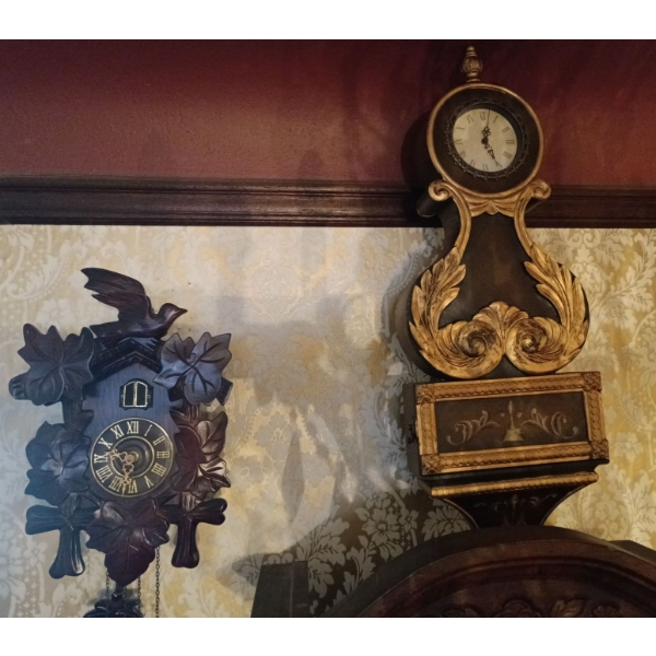 Black Forrest Cuckoo Clock & Victorian Style Wall Clock