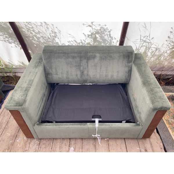 Green Loveseat Sofa Bed with Fold-Out Mattress