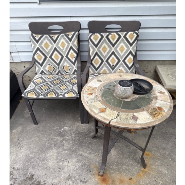 Patio Chairs & Table (Cracking on Table) 