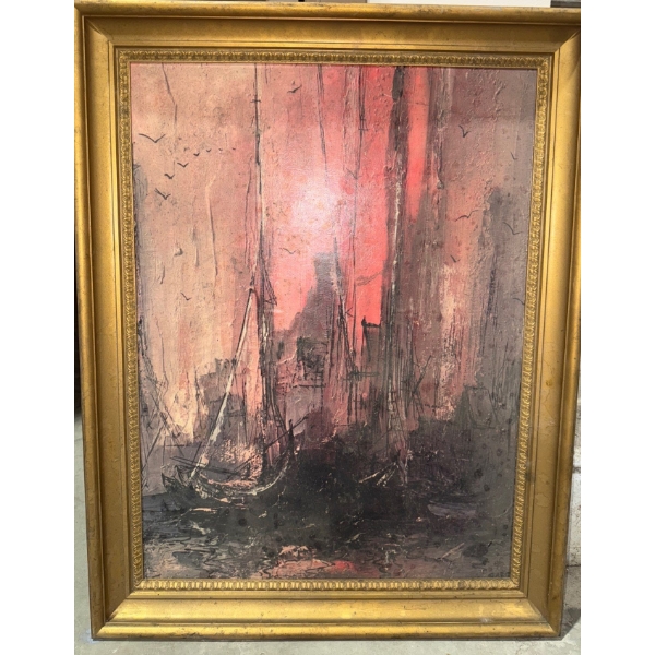 Reproduction Art Print "Tall Masts" Marine & Coastal Themes  21x27"tall Artist Unknown