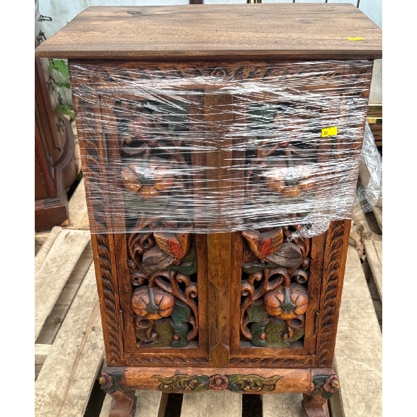 Beautiful Wooden Carving Drawer, Doors Open  - 19W, 13D, 32T
