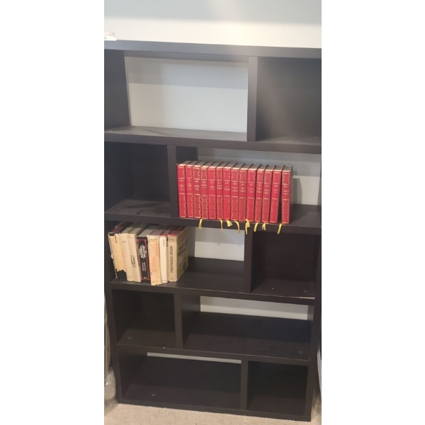 Ikea MDF Shelving Unit 36 w 11 1/2 d 62 h.  Agatha Christie Books