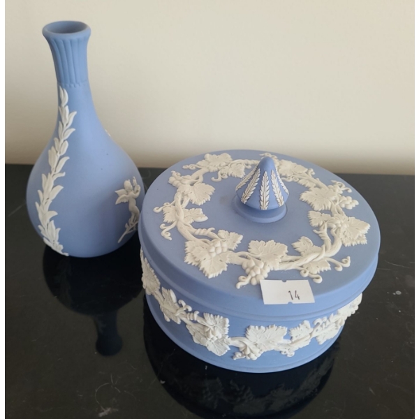 Wedgwood Vase 5.5 T, and Jar 5" Diameter 