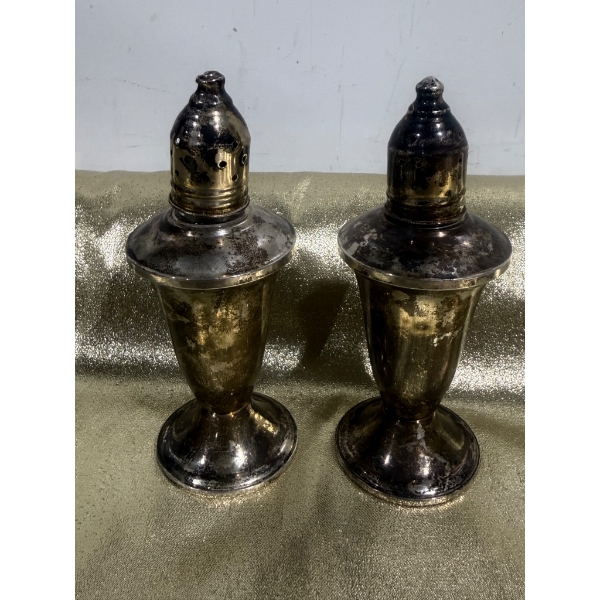 Sterling silver Salt and Pepper Shakers with Lidded Tops