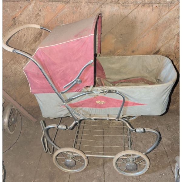 Pretty In Pink Antique Pram 30"Wide