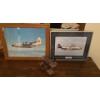 Image 1 : Pair of Airplane Prints w/ Copper Airplane Figure  (Largest is 23.5x20) 