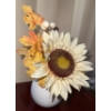 Image 2 : Mahogany End Table / Magazine Keep w/ Vase & Artificial Florals  