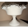 Image 3 : Indiana Carnival Glass Pedestal Dish in 'Kings Crown' w/ Fenton Silver Crest Milk Glass Compote 