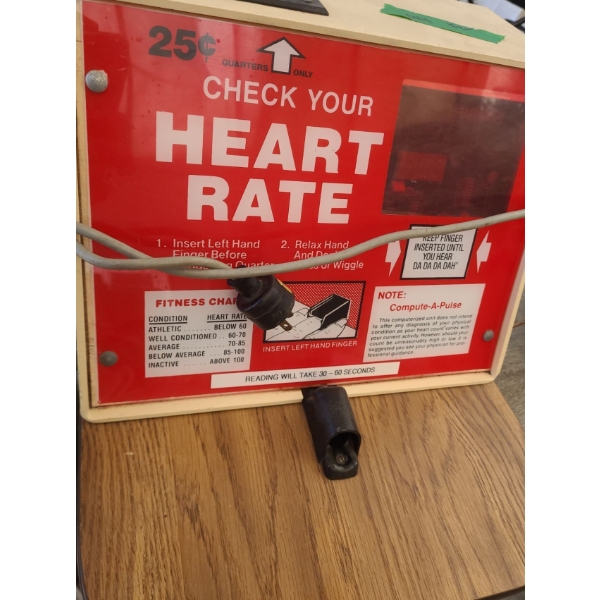 Vintage Table Top "Check Your Heart Rate" Machine 14 W, 16 D, 10.5 T  