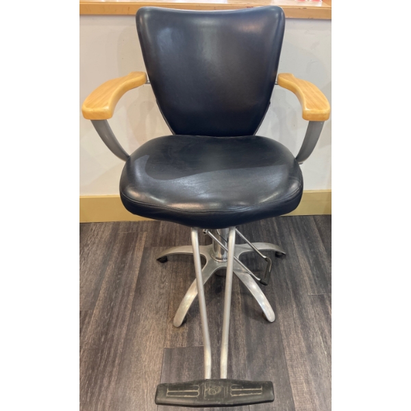Orbit Hydraulic Salon Styling Chair 1 - Genuine Leather w/ Brushed Nickel - 22x24x37
