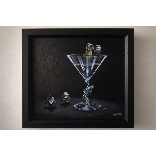 Michael Godard “Gangster Martini (2 Shots and a Splash)” 2004 Signed 13"X13"