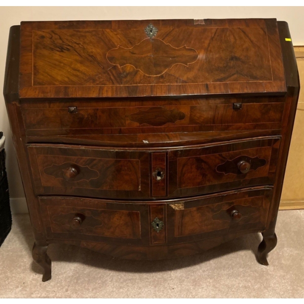Edwardian Dresser Desk - 45W, 32D, 42T When Opened; Some Small Pieces Tore Off but Are Included 