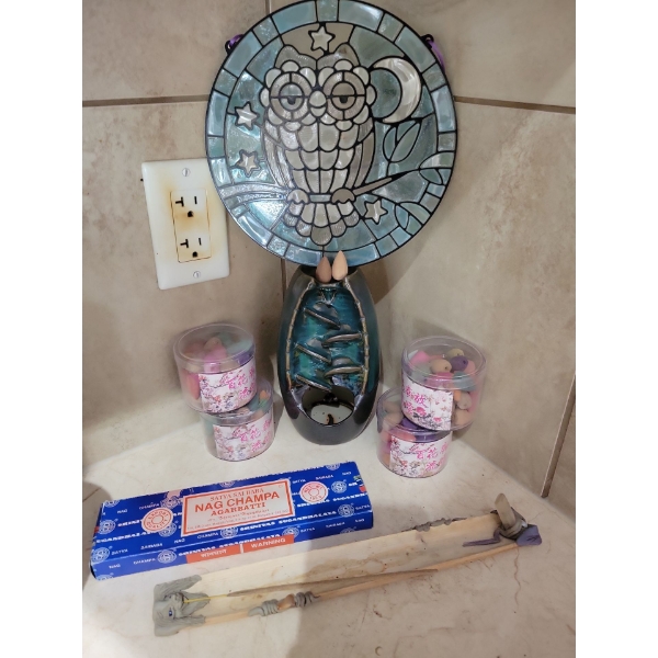 Decorative Cascading Smoke Cone Incense Burner w/ Assorted Cones & More