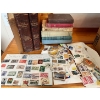 Image 1 : Vintage Stamp collection with assorted vintage books. Heidi grows up, Heidi’s children, The adventur