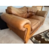 Image 2 : Genuine Leather 2 Seat Sofa w/ Oak Base 71x37x36 Loveseat