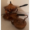 Image 1 : Vintage Copper Chafing Dish w/copper Tea pot on Tray  12"tall