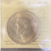 Image 1 : 1937 Canadian One-Cent Coin Graded AU-58