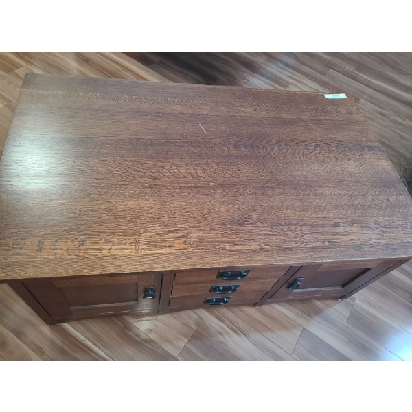 Amish Wood Oak Table w Cupboards & Drawers 50 w 30 d 18 h