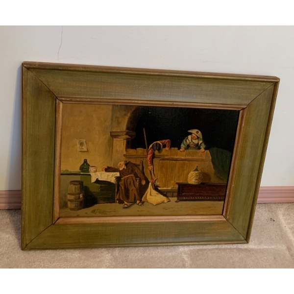 Monk Art Oil on Board 17x13 Artist Unknown