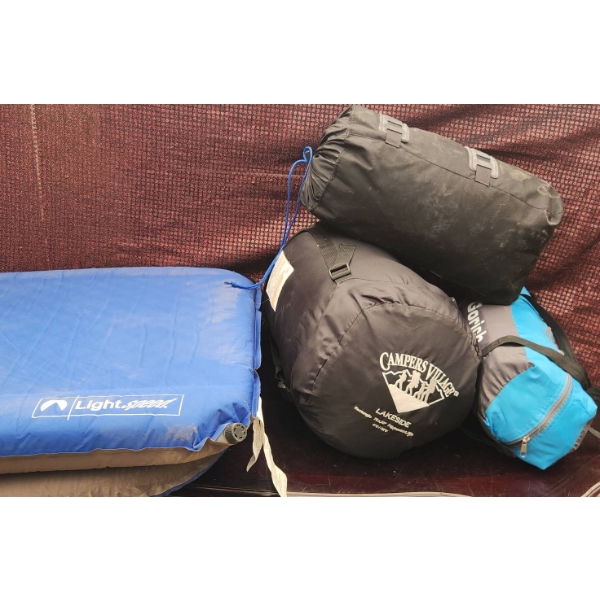 Camper's Village Sleeping Bag, North 49 Sack, Gorich Tent, Lightspeed Pad