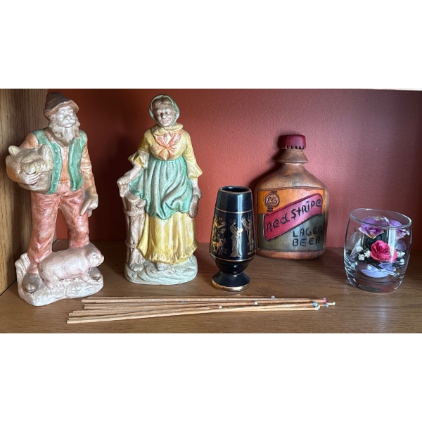 Decor - Handmade Country Couple (11T), 24k Gold Accent Made in Greece Small Vase & More! 