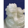 Image 2 : Intricately Craved Jade Incense Container on Wood Stands 3 inch H 