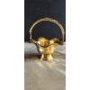 Image 3 : Vintage Brass Pepper Mill and Basket, Ruby Red Glass Decanter
