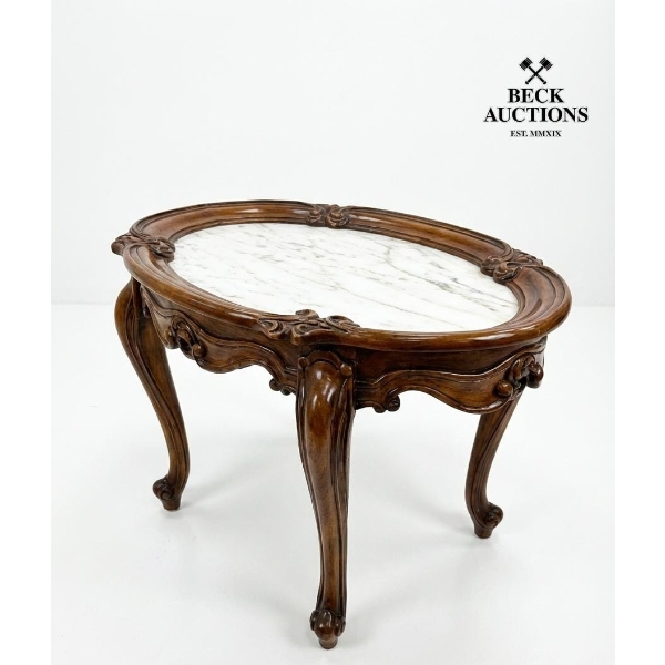 Marble Regency Style Oval Side Table 29W x 21 x 22H