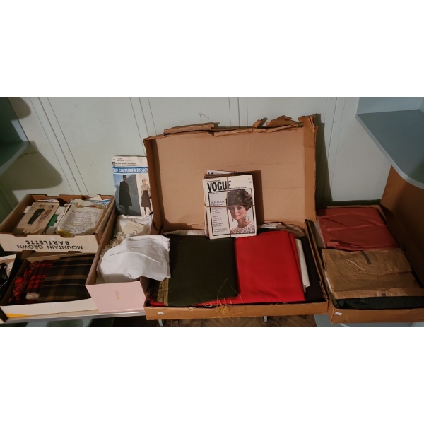 Quilting Swatches, Vogue Pattern Books and Bag of Weaving Yarn