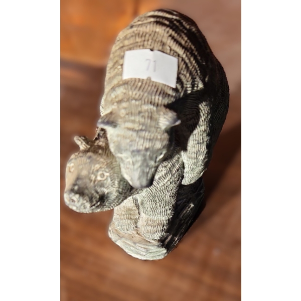 - Wolf Soapstone Carving of Two Bears 5 W, 2 D, 5.5 T