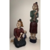 Image 1 : Vintage Handcarved Burmese Musician Figurines Made Of Albesia Wood 17"Tall