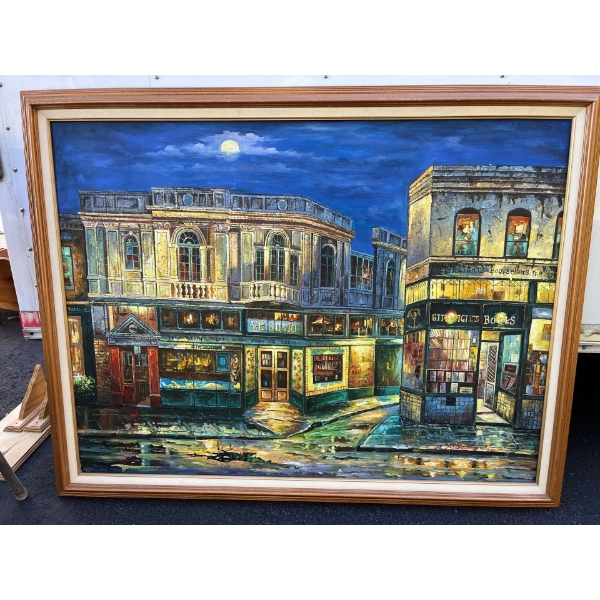  City lights, painting on canvas
53” L 42” H