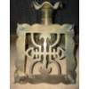 Image 3 : Vintage Hand Etched Indian Solid Brass Hand Painted Vessel/Vase with Trivet  7" tall