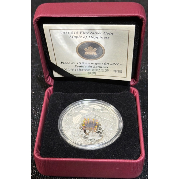 2011 $15 Maple of Happiness Fine Silver Coin 31.39 Grams