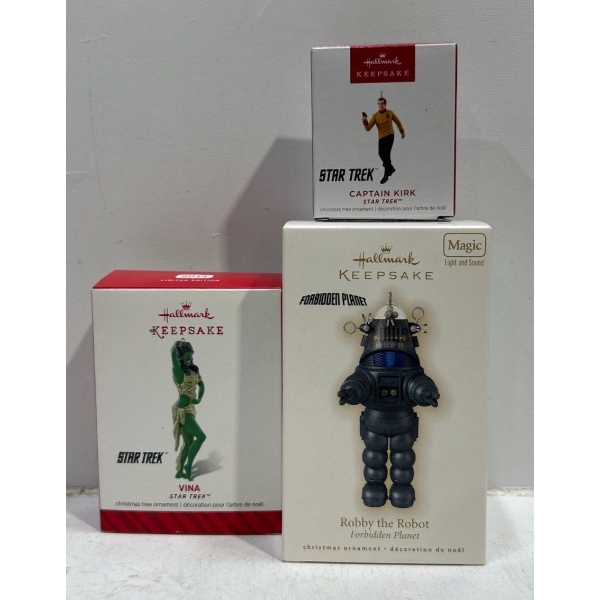 Star Trek- Captain Kirk, Vina and Forbidden Planet - Robby the Robot Hallmark Ornaments