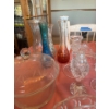 Image 6 : set of crystal glasses wine decanter coloured crystal vases and other small serving trays and dishes