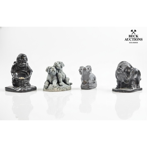 Hand-Carved Wolf Original and Canadian Sculptures, Including Dogs Made of Mount St. Helens Ash